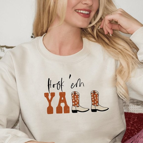 Longhorn Pride 'Hook 'em Y'all' UT Austin Edition Sand Sweatshirt - Picture 1 of 6